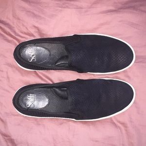 Söfft Faux Snake Skin Black Dress Slip on Sneakers